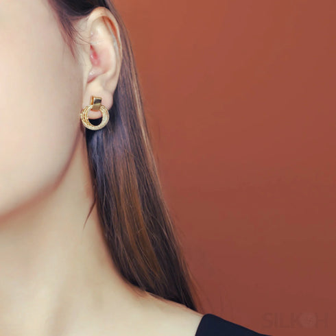 Retro Sterling Silver Multi Circle Drop Earrings Eve